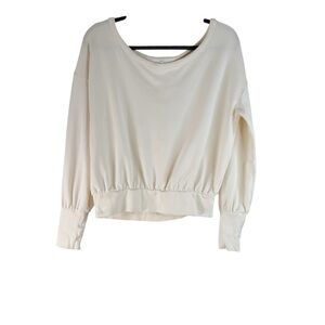 Cuyana Women's Cream Boat Neck Top Sweater Organic Cotton Blend Size Medium